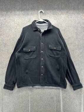 Vintage Tommy Bahama Jacket Mens XL Black Cotton Knit Button Lined Bomber 90s